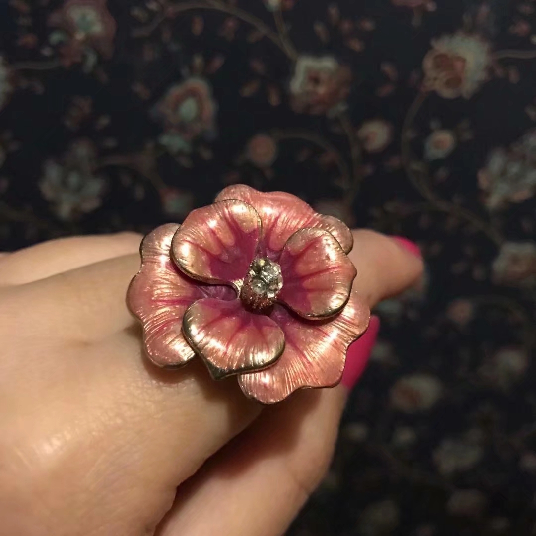 Flower Ring珐琅花卉戒指新加坡购入_0