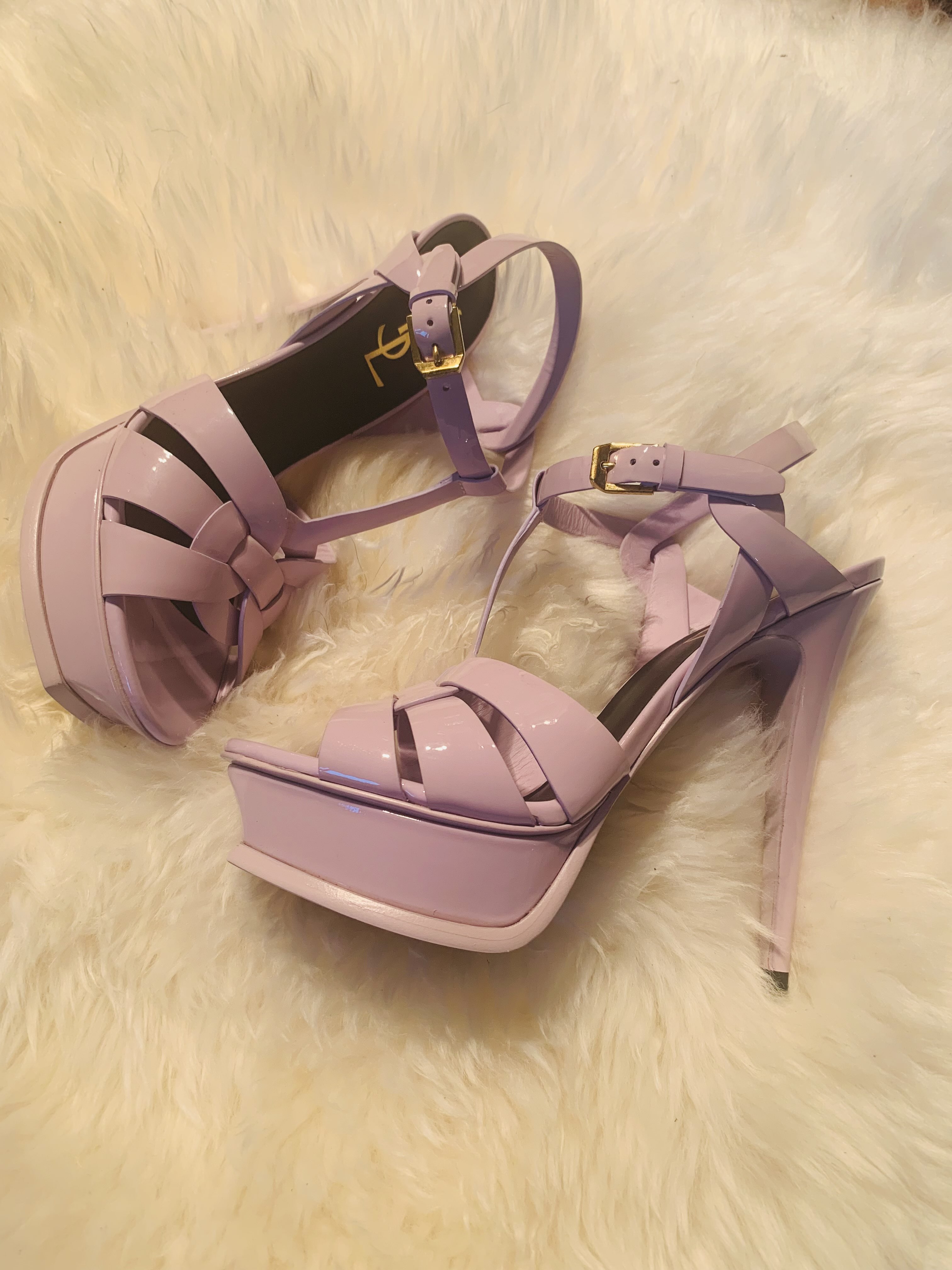 专柜正品YSL高跟糖果绑带鞋