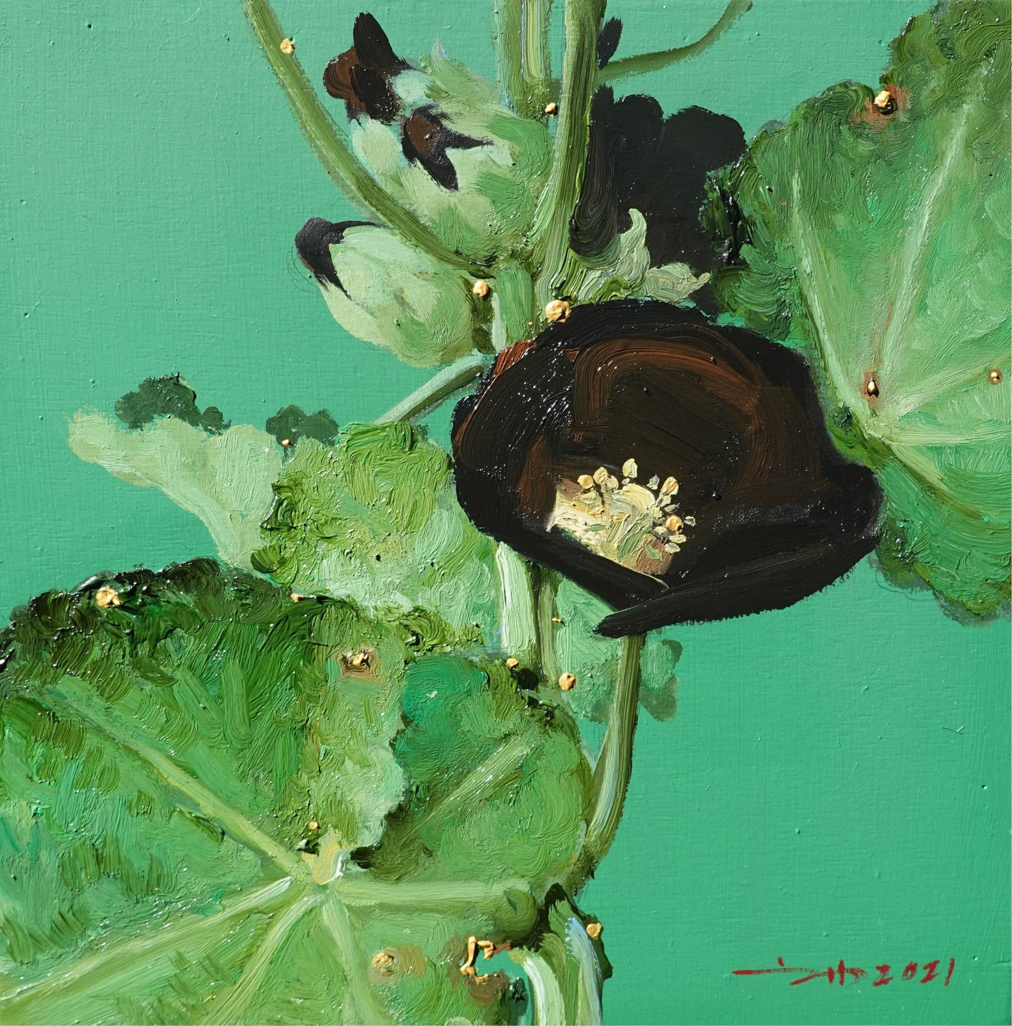 迷恋锦葵 . 布面油画
