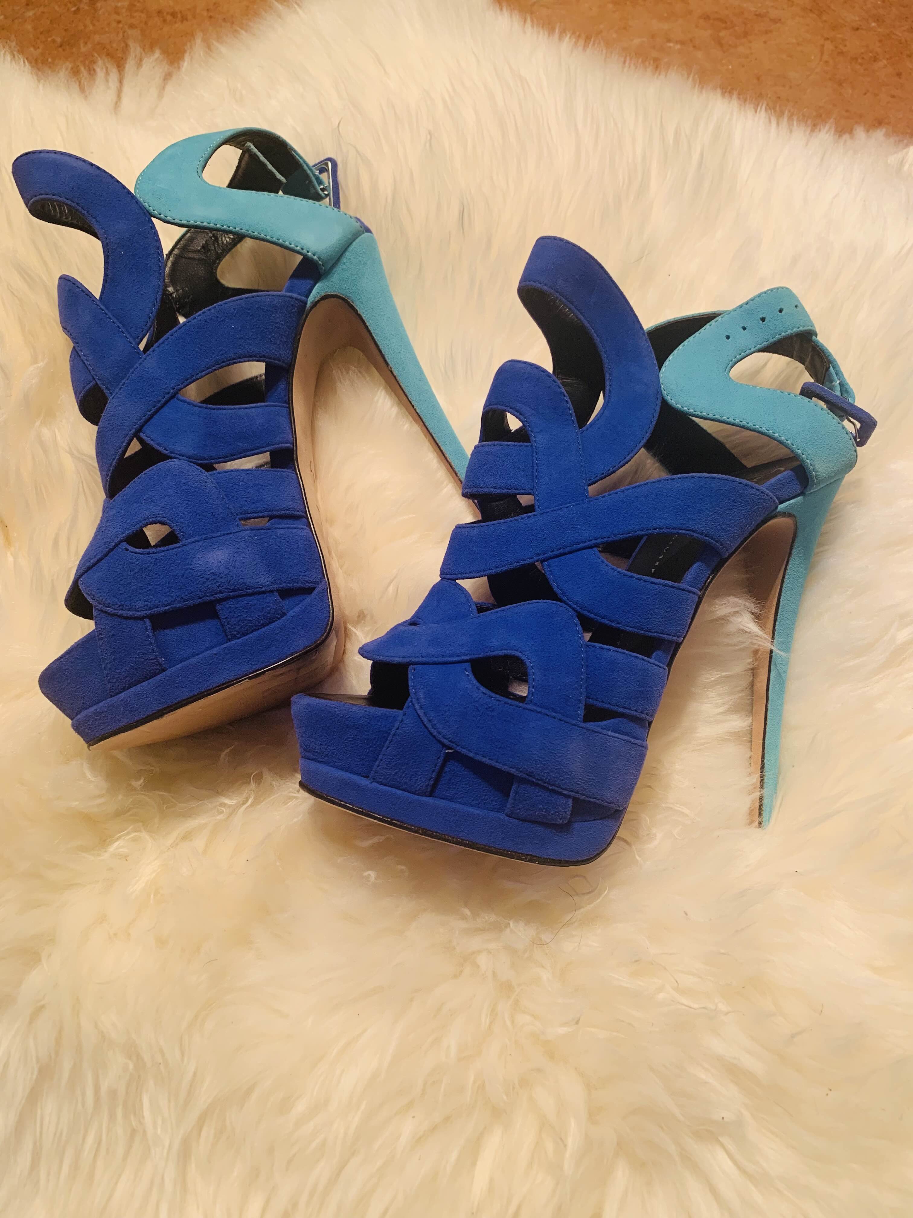 正品GZ（Giuseppe Zanotti）走秀款丝绒绑带高跟鞋