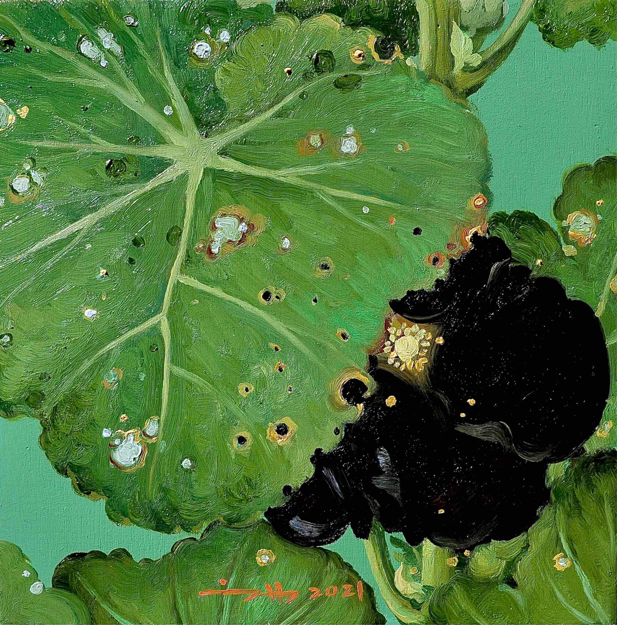 迷恋锦葵 . 布面油画_1