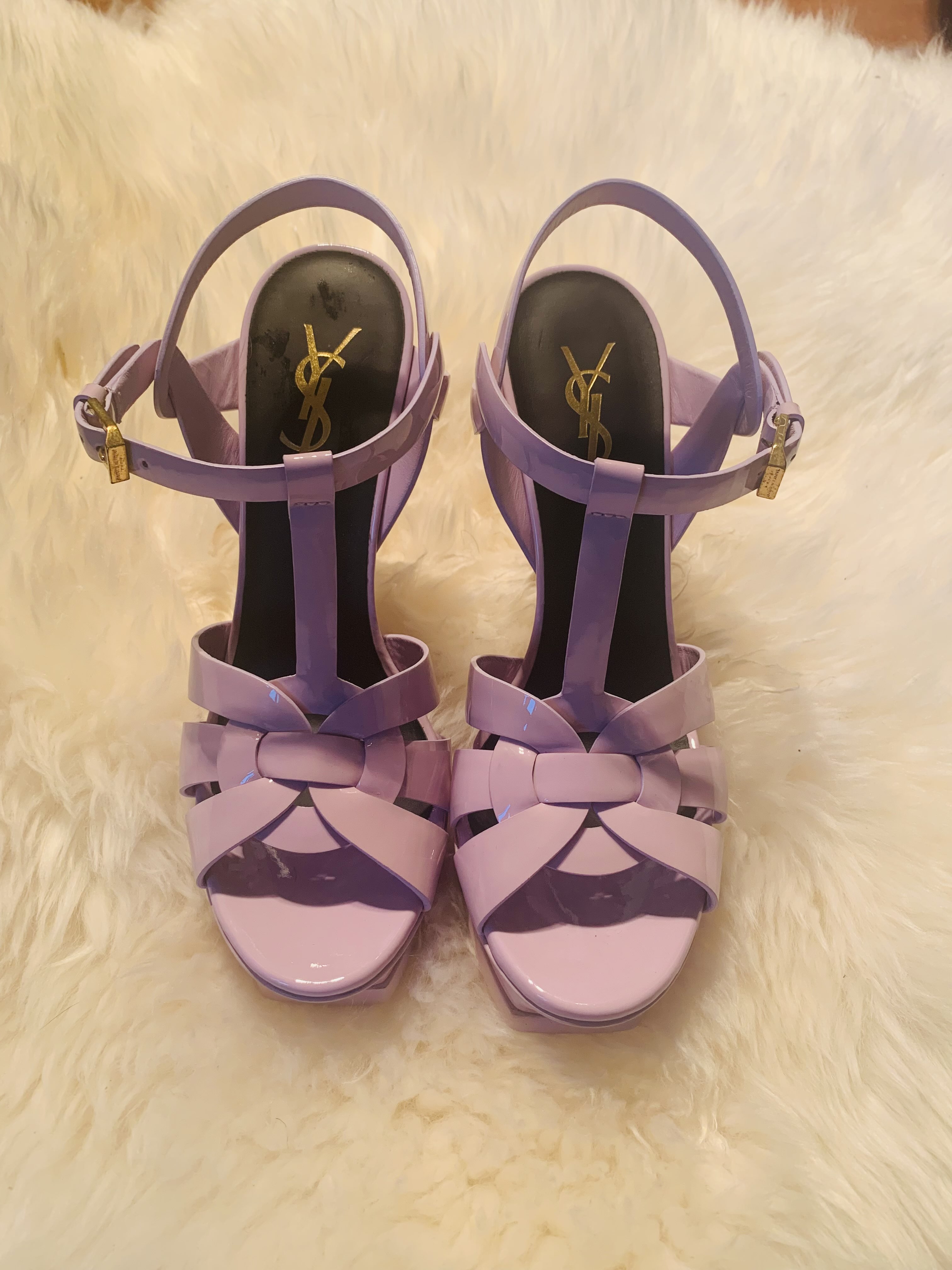 专柜正品YSL高跟糖果绑带鞋_1