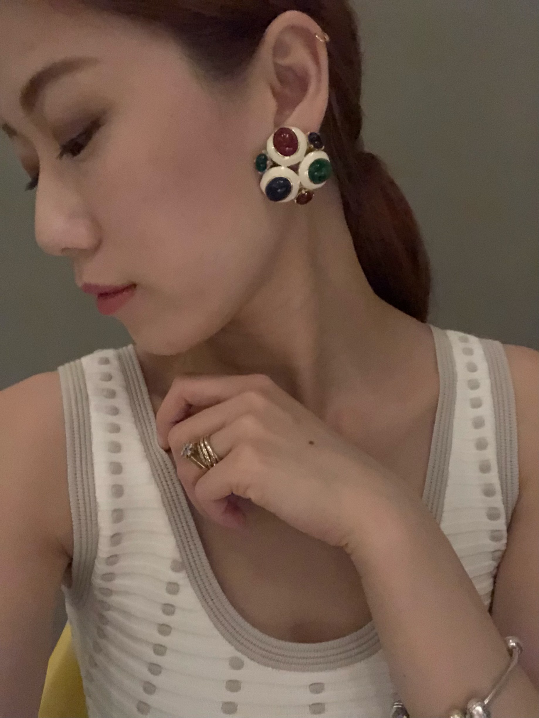 vintage琉璃耳夹  随缘价格 喜欢的可以来问哈～_1