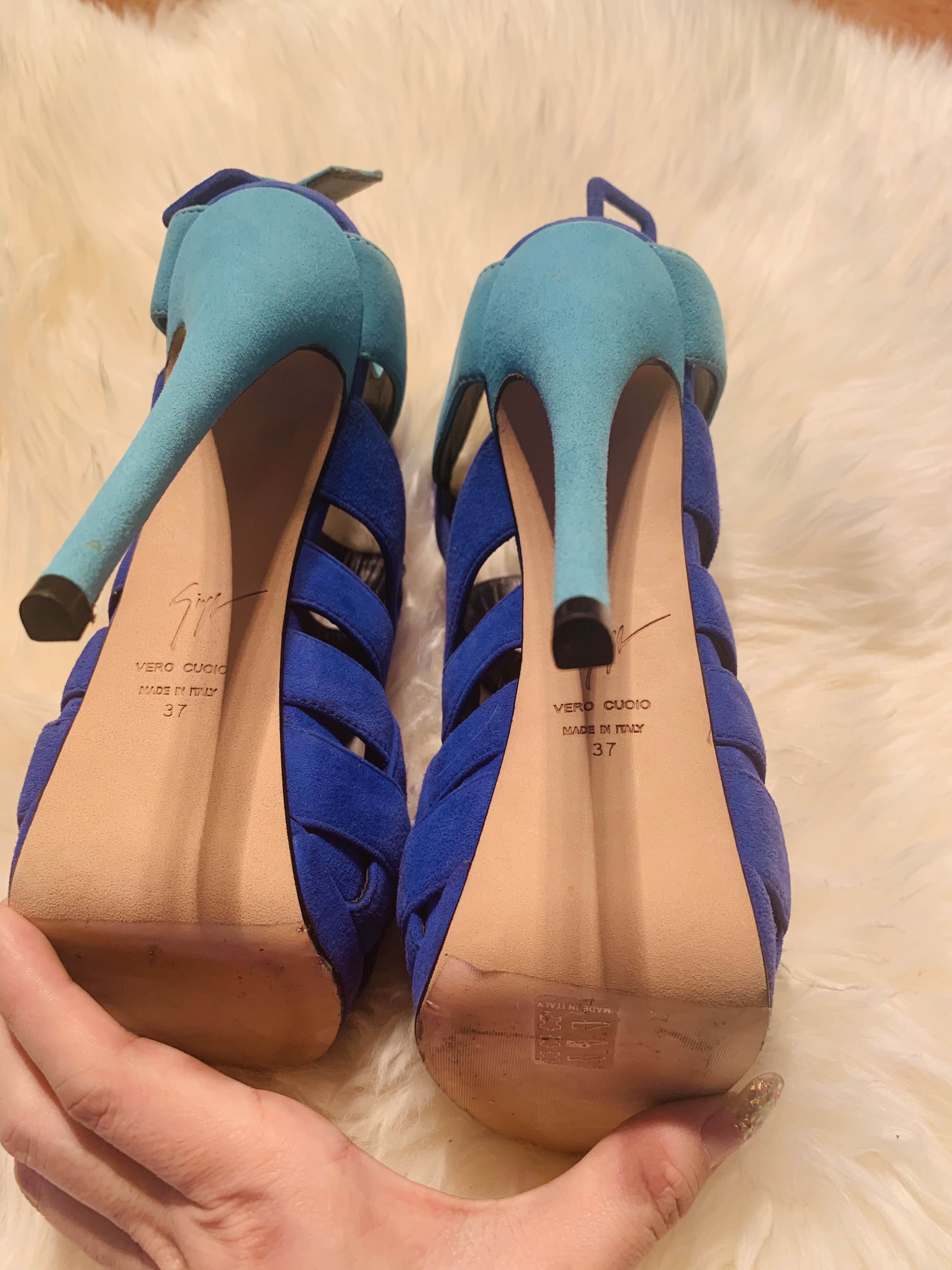 正品GZ（Giuseppe Zanotti）走秀款丝绒绑带高跟鞋_3